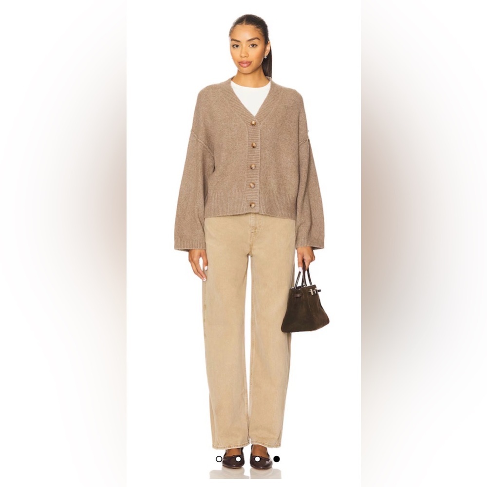 Free People Cool Of The Night Cardigan M Mocha Melange Oversized Button Front - Picture 2 of 13